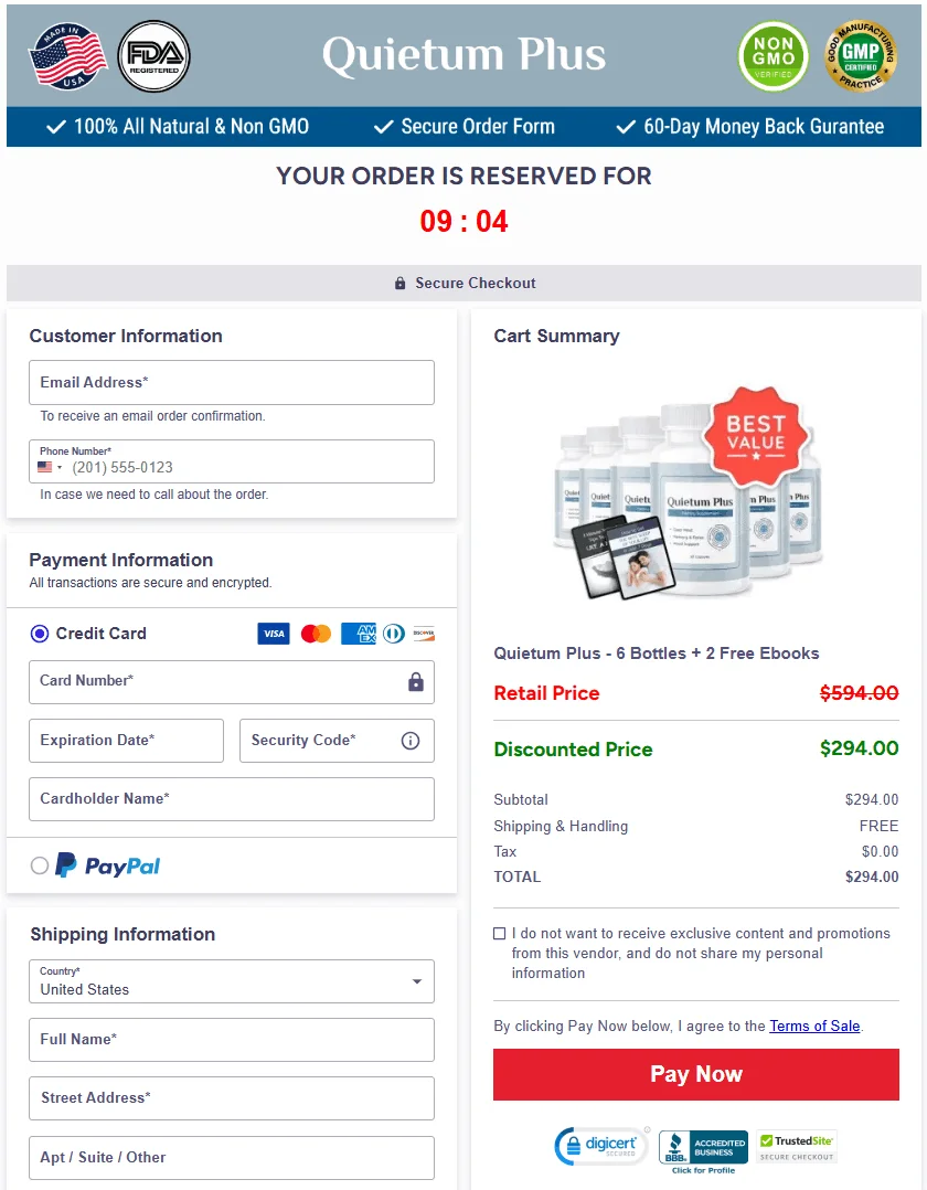 Quietum Plus payment page image